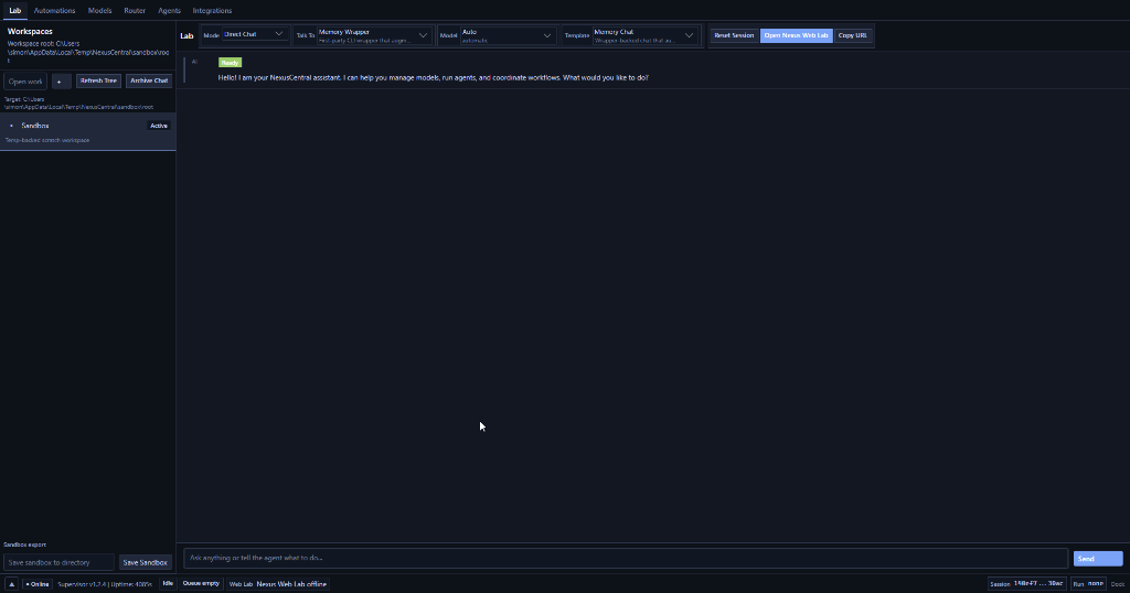 NexusCentral Laboratory Preview