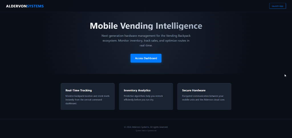 Vending Backpack Dashboard